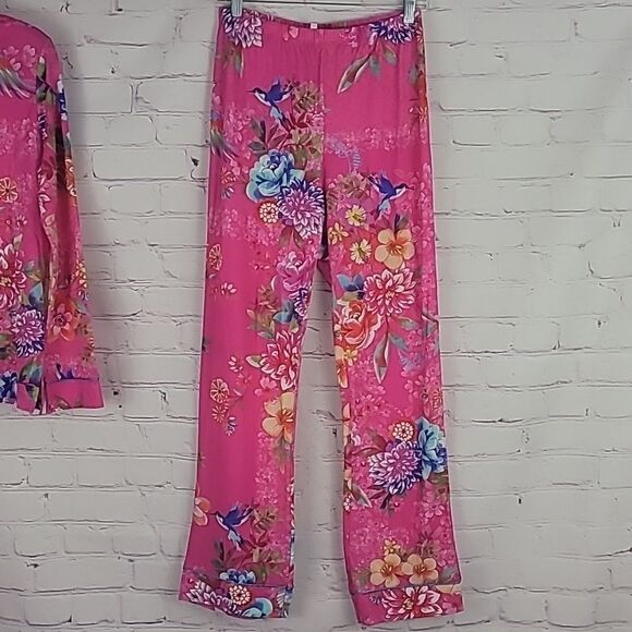 Johnny Was Pink Floral Carly Pj Set. Long Sleeve Button Up Top W/ Pants. Size XS - Picture 8 of 13